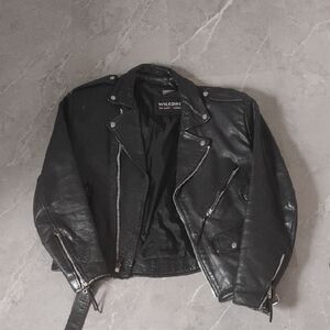 Wilson Black Leather Biker Jacket